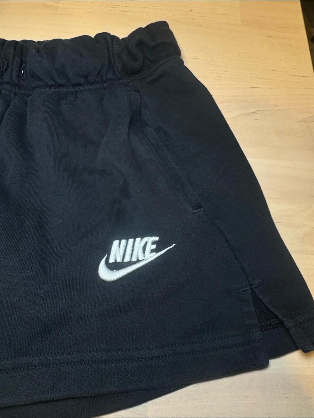Nike Women's Black Athletic Fleece Shorts with White Logo
